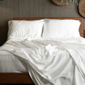 Sateen Organic Cotton Sheet Set + Pillowcases - QUEEN/WHITE