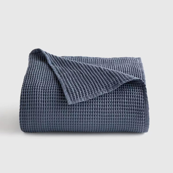 Organic Waffle Bed Blanket - Mineral