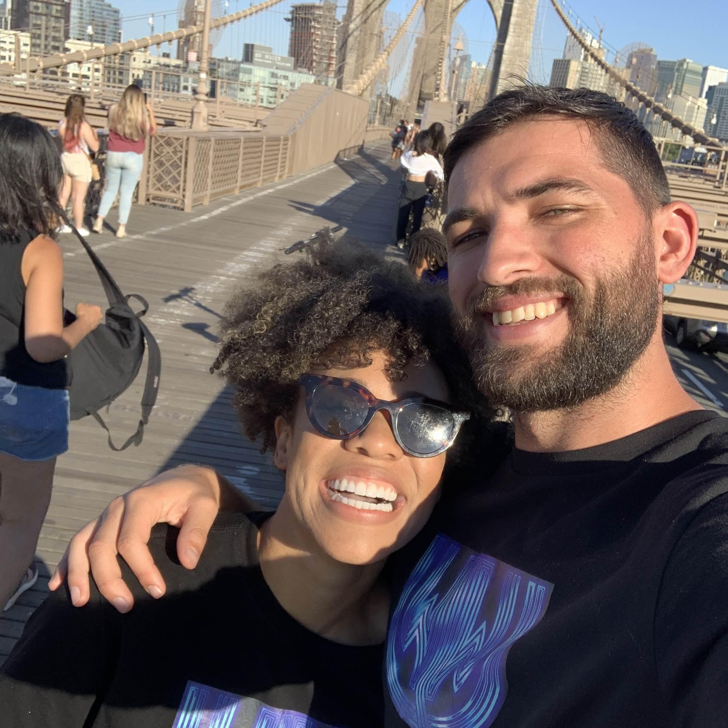 Brooklyn Bridge in our matching Weiss Wisdom shirts lol