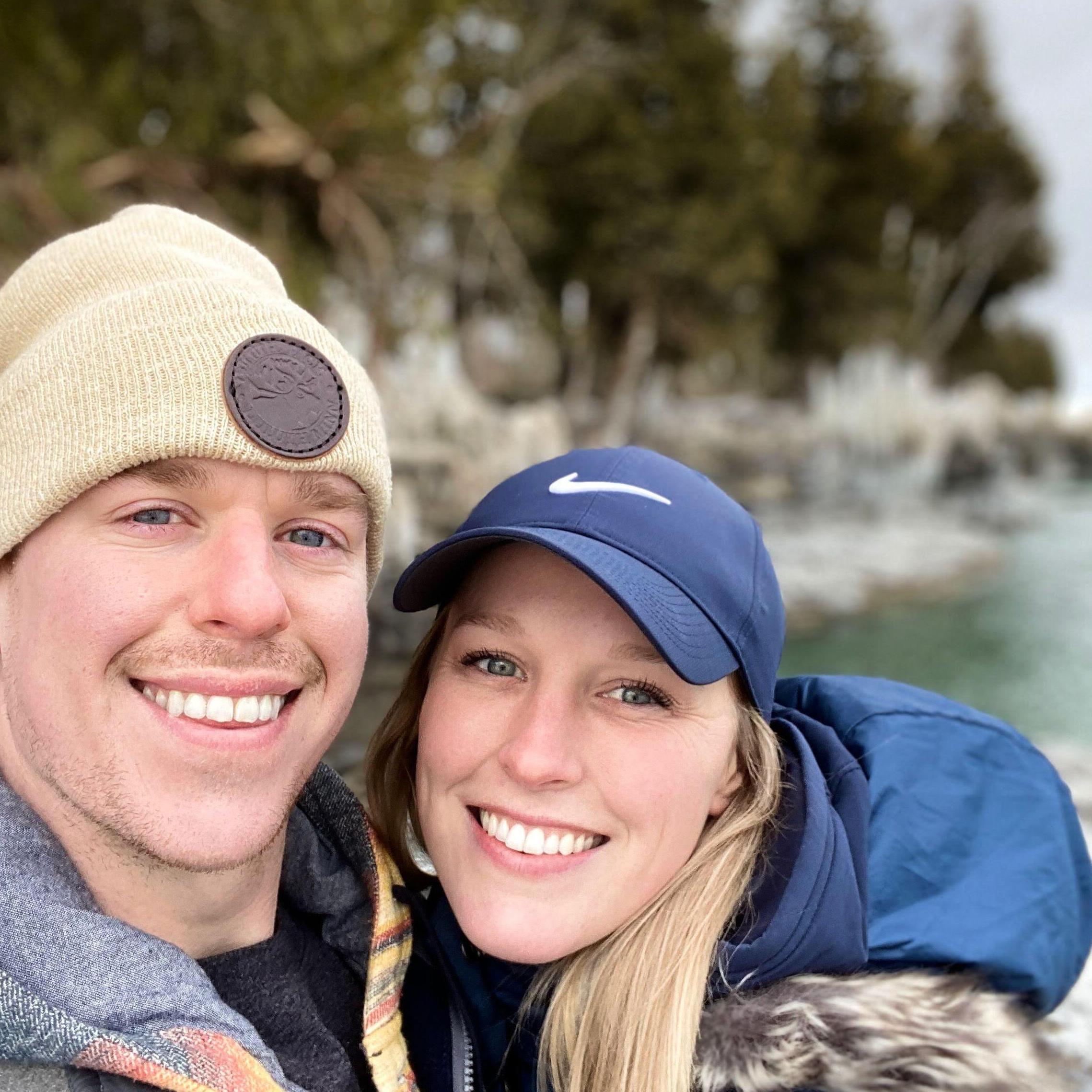 Winter hiking in our own backyard at Cave Point in Algoma, Wisconsin.