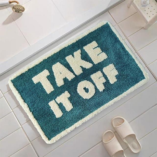Take It Off Bathroom Rugs Soft Absorbent Microfiber Bath Rugs Blue and White Non Slip Bath Mats for Bathroom Machine Washable Bathroom Carpet for Modern Indoor Shower Sink Tub,20"x32"