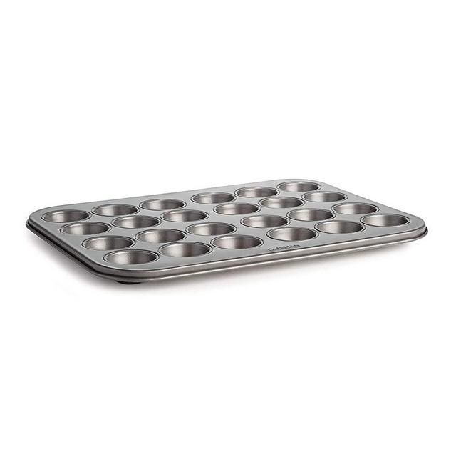 Cooking Light Mini Muffin Cupcake Baking, 24 Cup Size, Easy to Clean, Non-Stick Bakeware, Heavy Duty Performance Pan, Gray