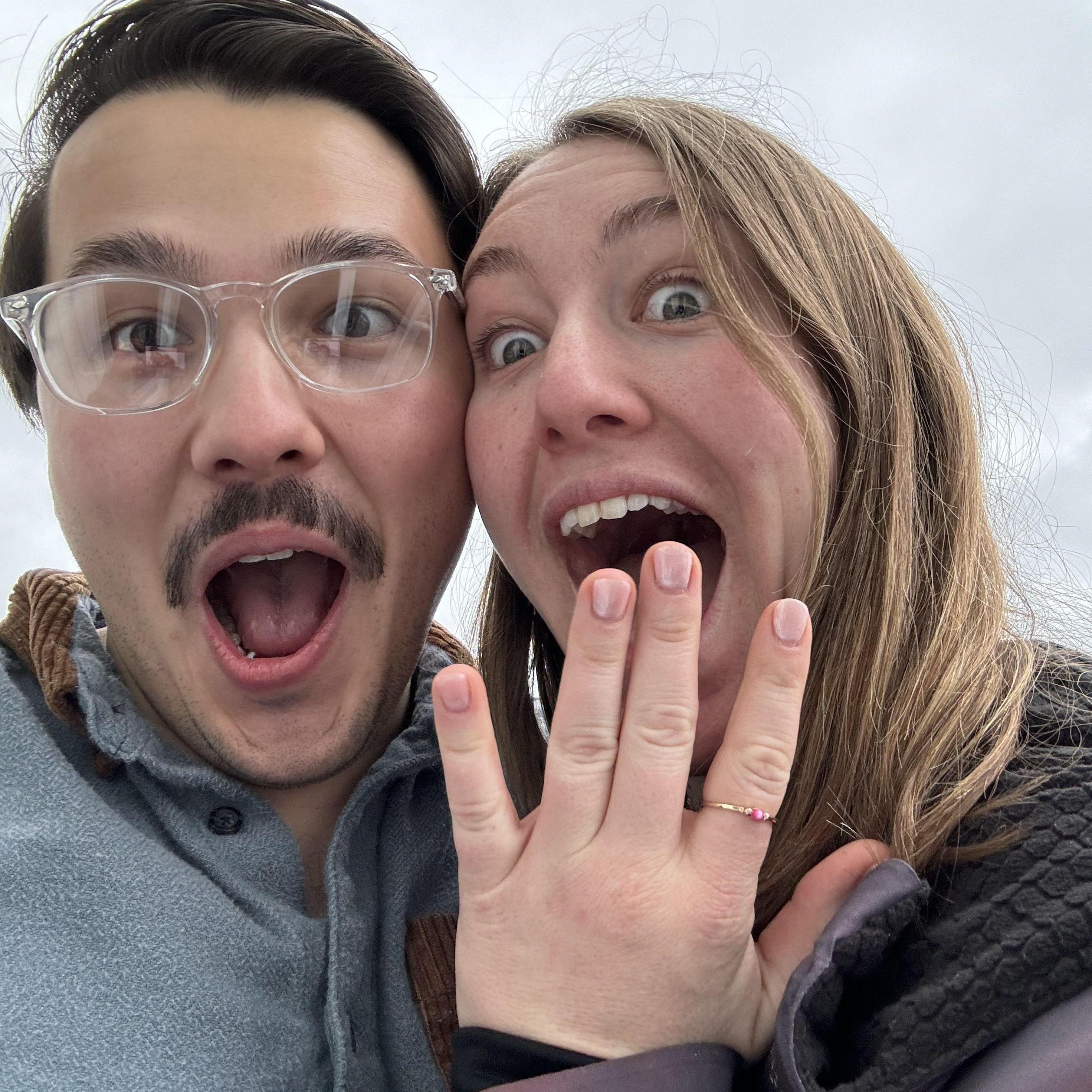 No, not engaged yet... a couple of years early at this point. Kayla was already itching!