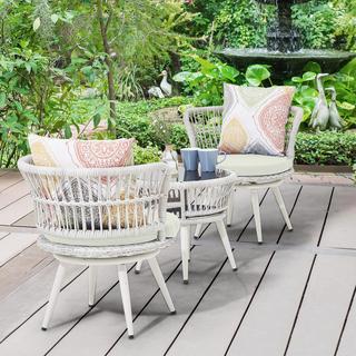 Monaco Rope Wicker 3-Piece Patio Conversation Set