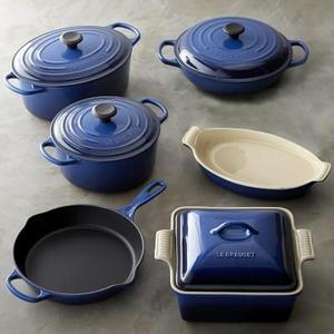 Le Creuset Cast-Iron and Stoneware 10-Piece Set, Lapis