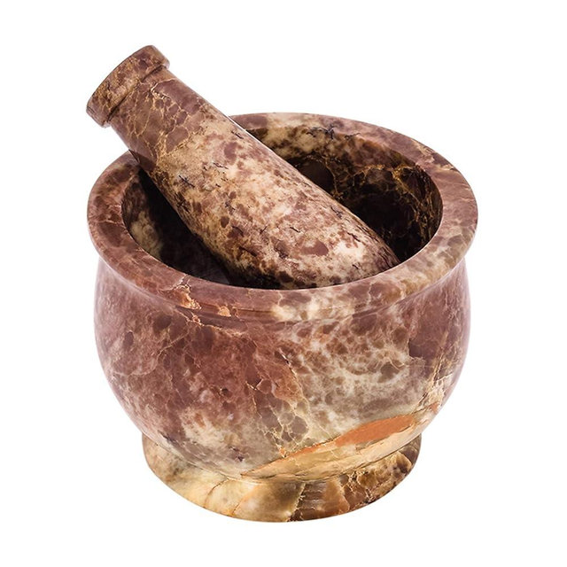 Divit Shilp Mortar and Pestle, Made of Heavy Duty Polished Hard Stone, Natural Stone Grinder for Spices, Pastes, Herbs, Seasoning etc. (Mix Color)