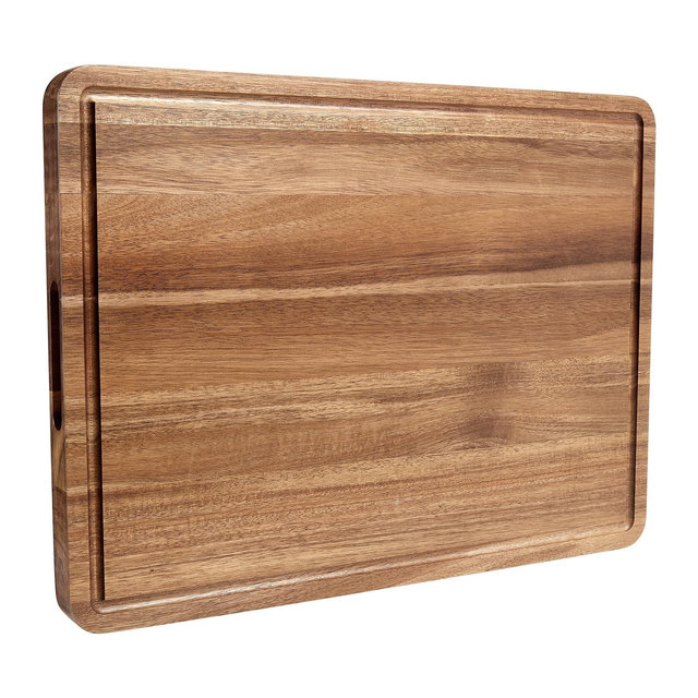 Wood Color Extra Large 20"x15" Kitchen Cutting Board ¨C Heavy Duty with Juice Chute for Professional/Home Use
