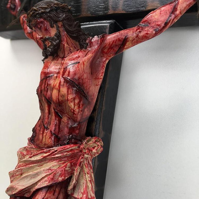 Generic Realistic Crucifix Christ Wound For Meditation, Wall Cross, Catholic Gift, Bloody Crucifix, Passion Crucifix, 19.68 in, black