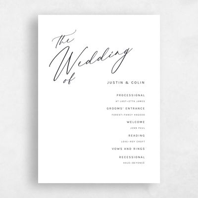 White Wedding Program - Blair