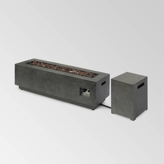 Wellington 48" Rectangular Iron Gas Fire Pit with Tank Holder Dark Gray - Christopher Knight Home