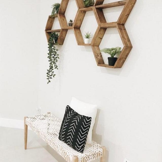Floating Hexagon Shelf | (5) 18" in Early American
