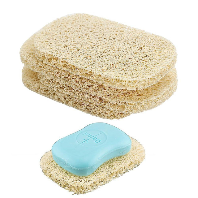 Snowkingdom 4 Pack Beige Soap Saver Draining Lift Pad 2.9" x 4.5" PVC BPA-Free Non-Slip Durable