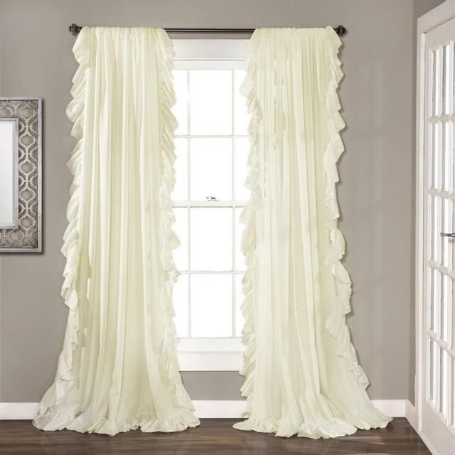 95"x54" Reyna Window Curtain Panel Ivory - Lush Décor