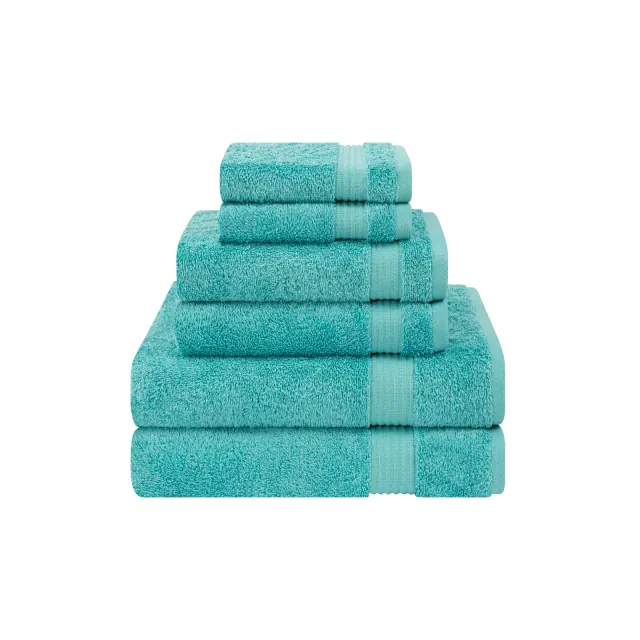 American Soft Linen Bekos 6 Piece Towel Set, 100% Cotton Bath Towel Set for Bathroom, Turquoise