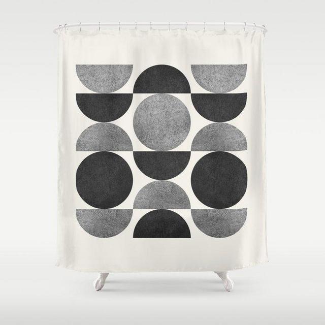Black grey retro Mid century modern Shower Curtain