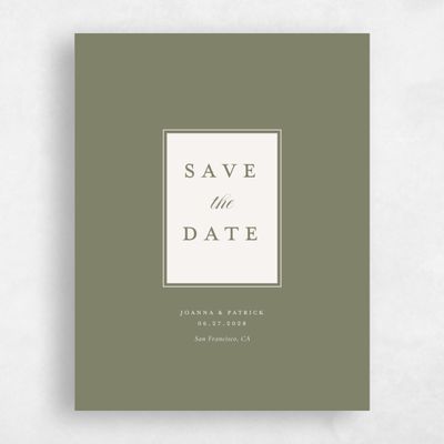 Khaki Green Wedding Save the Date - Knowlton Portrait