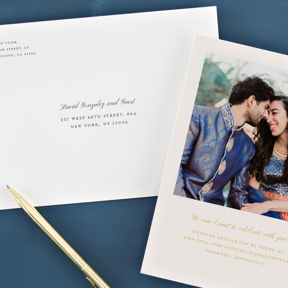 Taneja Portrait | Linen | Zola Wedding Invitations