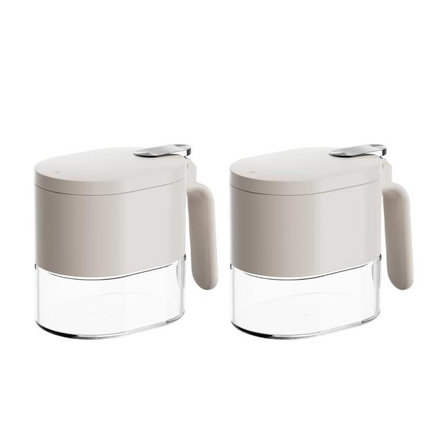 DAHUITX Sugar and Salt Container Set,13 oz Spice container with Lid and Spoon, Glass airtight seasoning jars Set of 2,for Kitchen Counter Keeping Sugar,Salts,Spice,Sauce