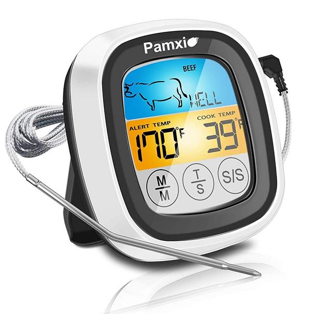 Digital Meat Thermometer Instant Read Oven Safe Food Thermometer Digital with Sensitive Color LCD Display for Cooking, BBQ, Smoker and Grill