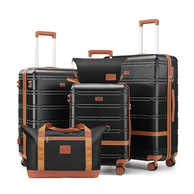 NEISIA Luggage Sets 3 Piece, Suitcases with Wheels, Hardshell Suitcase Set, PC+ABS Carry on Luggage Set with TSA Lock, Travel Luggage (Black)