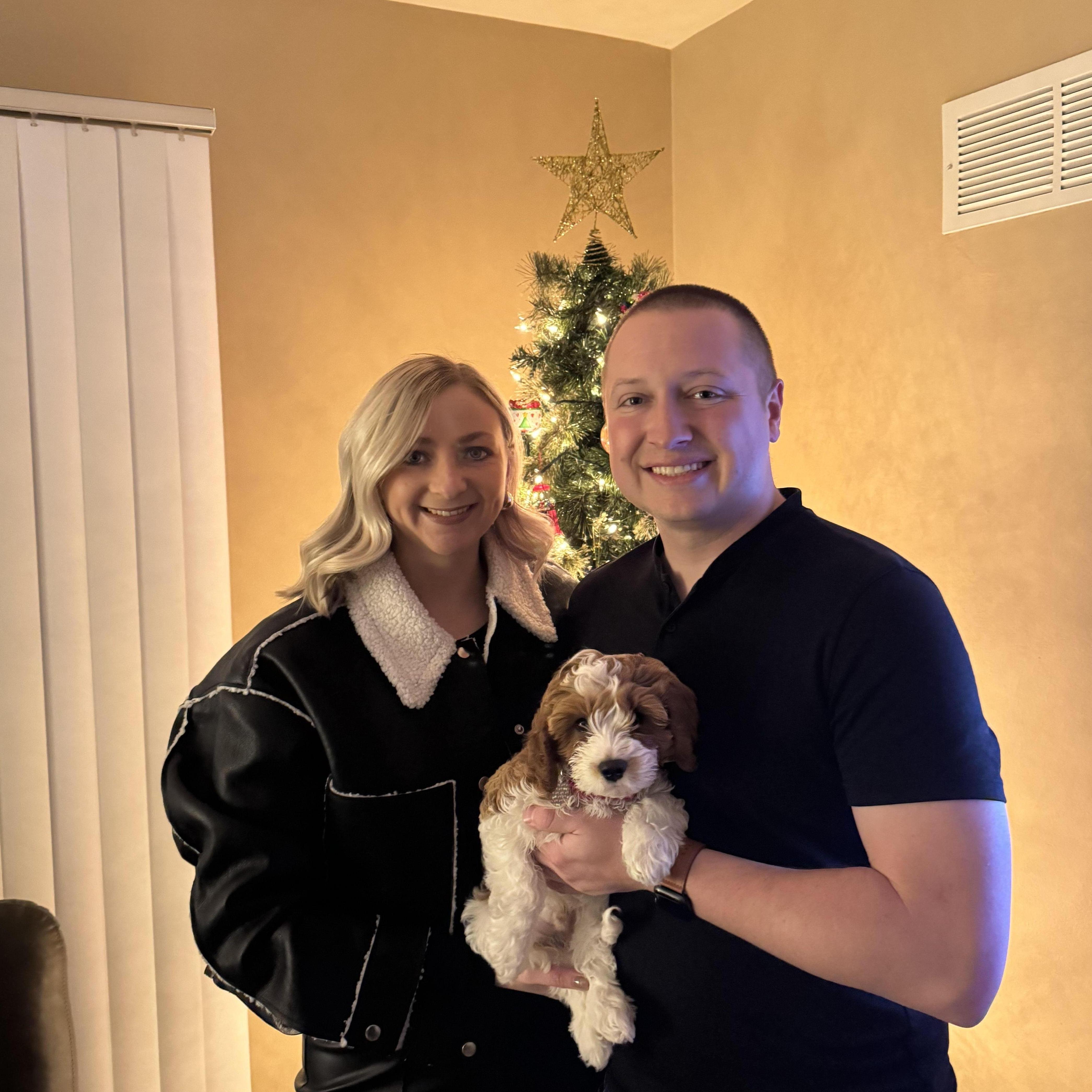 Jeff FINALLY convinced Casey to let him get a dog... only took 3 years. Welcome home, Easton!