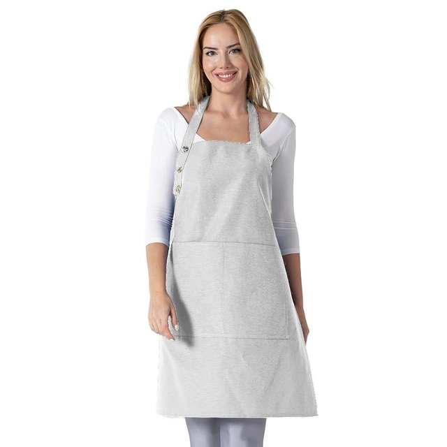 TOSHE Kitchen Apron Waterdrop Resistant Cotton Apron with adjustable Aprons for Women with Pockets 10 Color option Cooking Silver Apron (Silver)