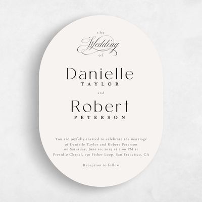 Beige Oval Wedding Invitation - Sydney Portrait