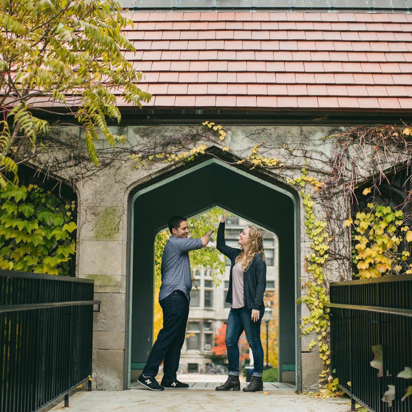 Michelle and James did some engagement photos on campus, and Michelle kept wanting to high five! It didn't really work well...