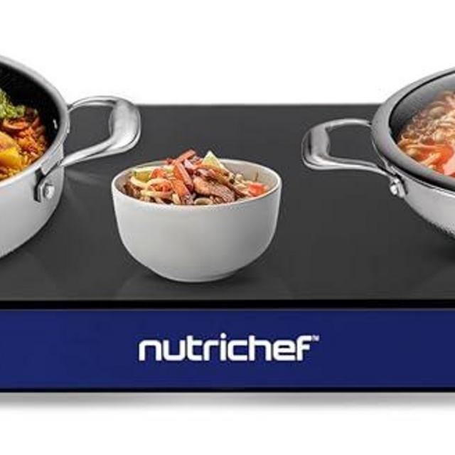 NutriChef Electric Warming Tray | Glass Surface Hot Serving Tray | Adjustable Temperature 140°F to 230°F | Energy Efficient & Space Saving | Perfect for Buffets,Parties & More | 21.2 x 16.5 IN | Blue