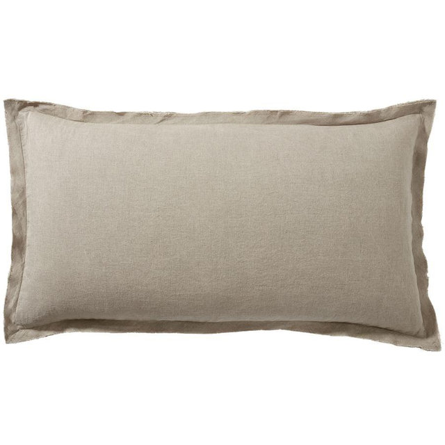 Dark Flax Belgian Flax Linen Double Flange Shams, King, Set of 2
