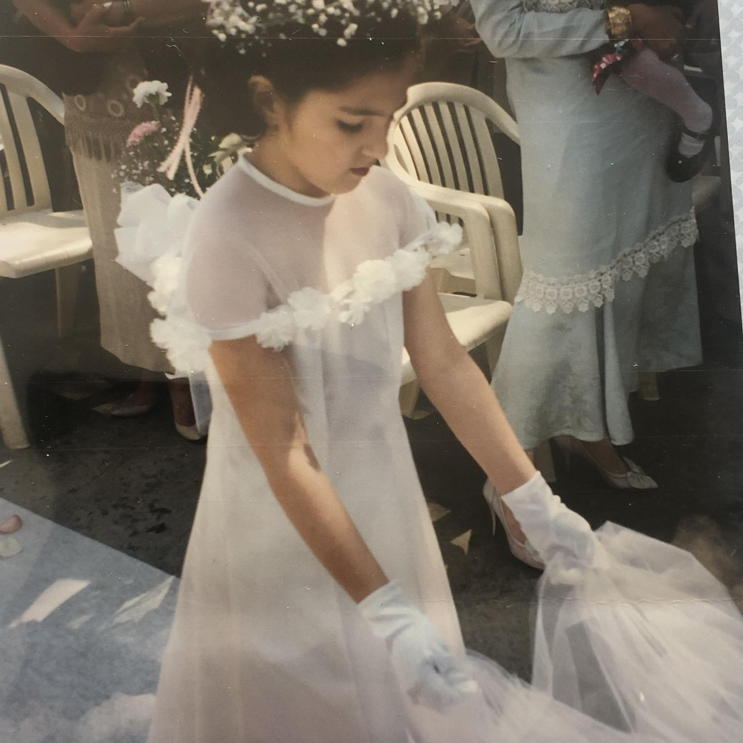 1995- Due to age gaps, Nicolle was everyone's professional flower girl.