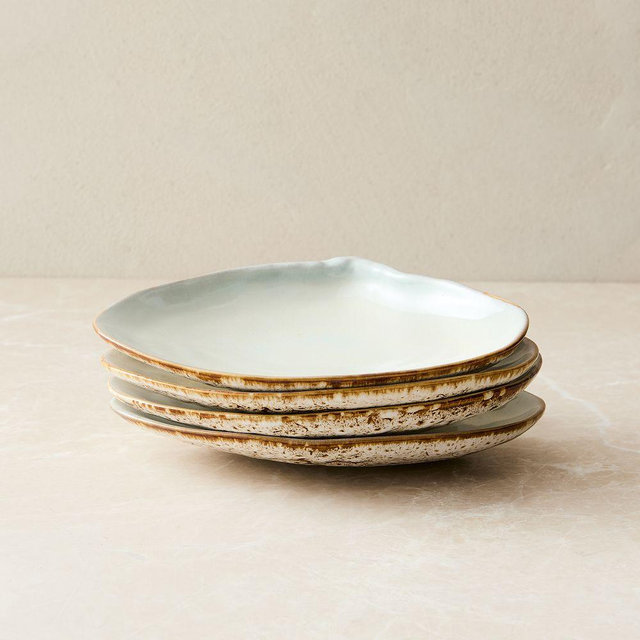 Seashell Stoneware Appetizer Plate, Set of 4