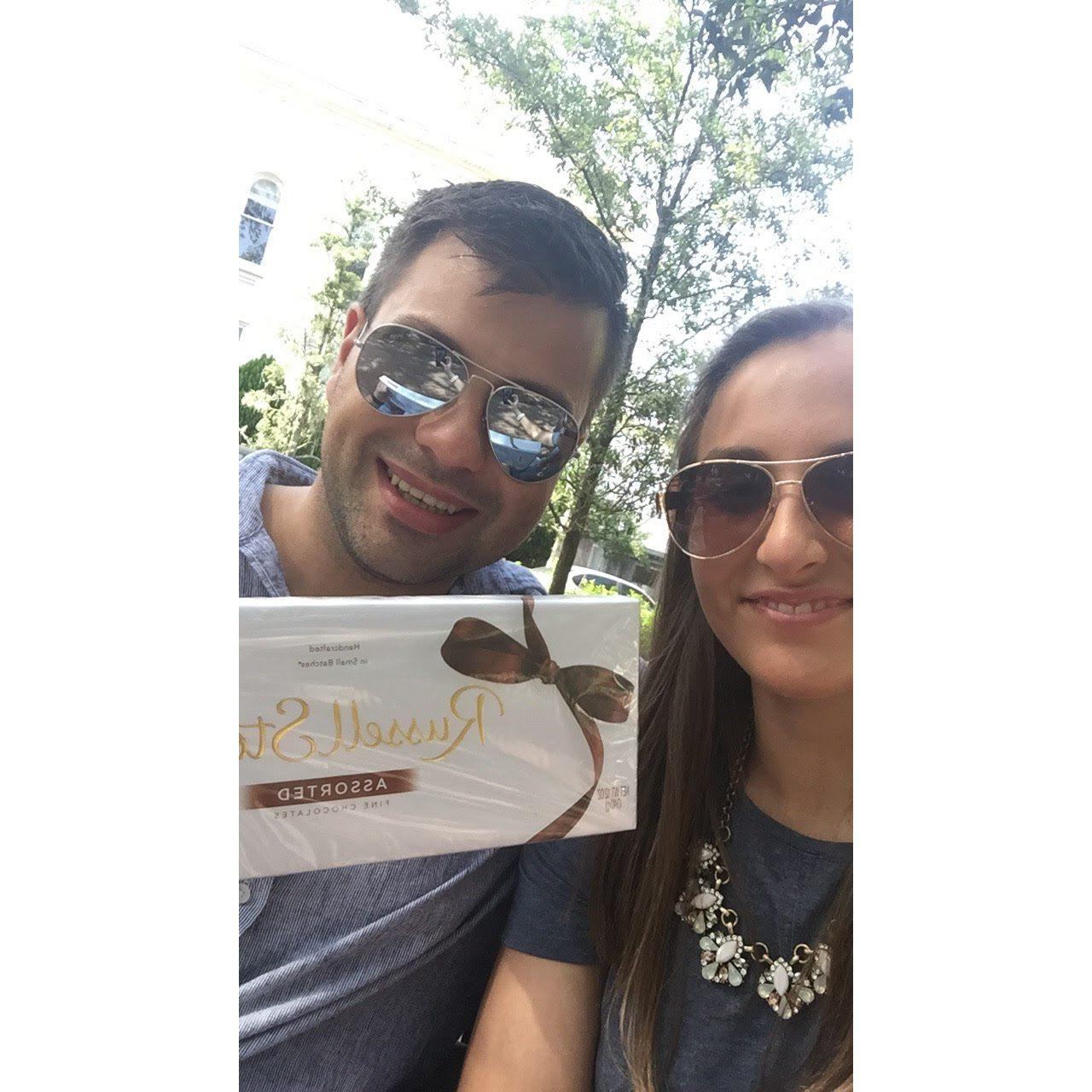 Took a road trip early on to Savannah GA. This is us in Chippewa Square.
"Life is like a box of chocolates. You never know what you're gonna get." - Forrest Gump
