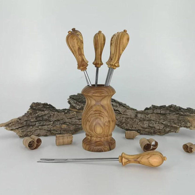 Pronged Olive Wood Forks With Holder - Olivewood Pens®