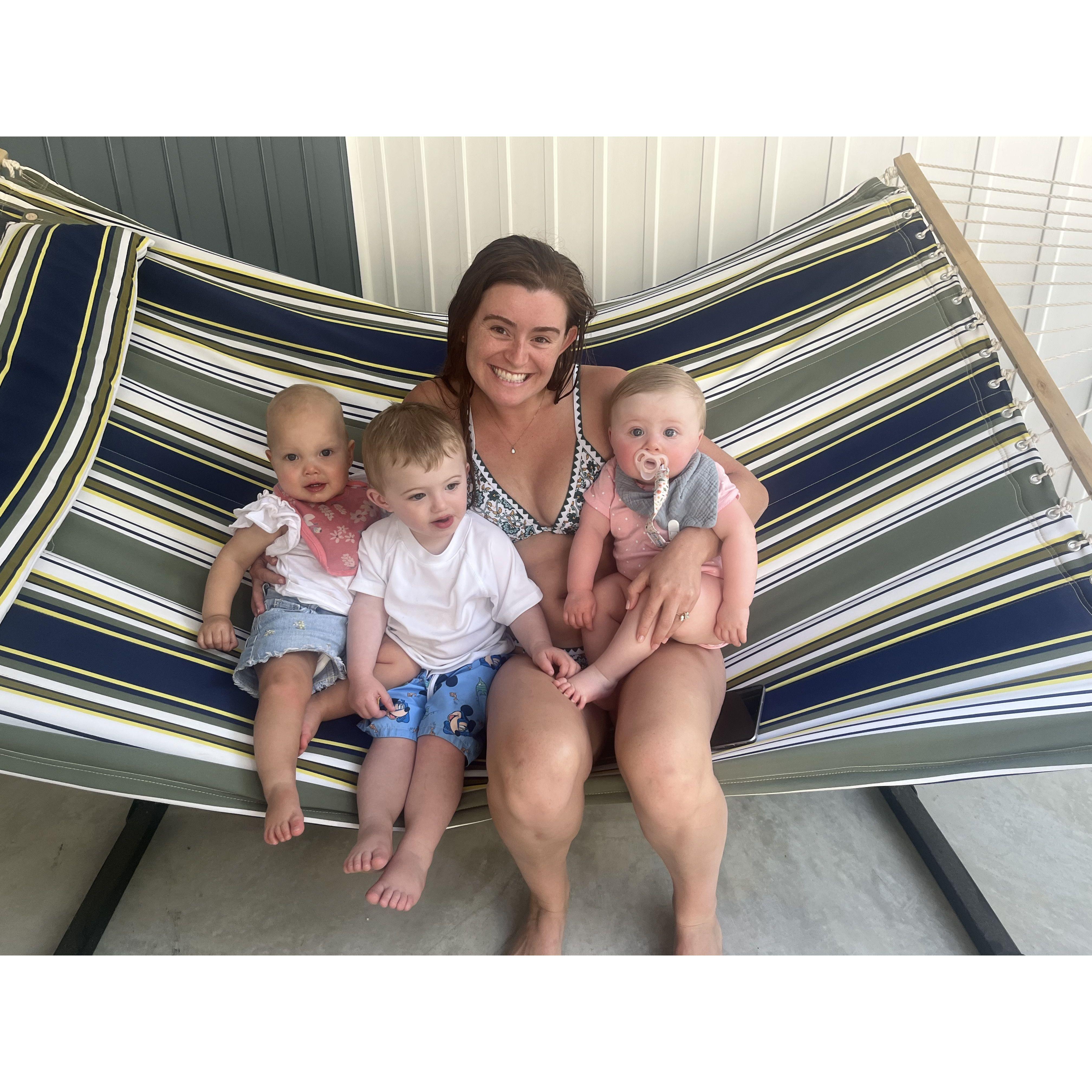Aunt Katie with her flower girls and ring bearer
