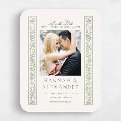 Beige Rounded Wedding Save the Date - Viridian Photo