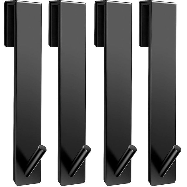 Kontoyo Shower Door Hooks(7.5 Inch),Extended Over Door Hooks for Bathroom Frameless Glass Shower Door,Stainless Steel Towel Hooks,Heavy Duty Rack Hooks for Robe,Towel-4 Pack-Black