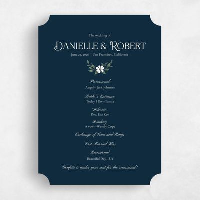 Blue Ticket Wedding Program - Melcher