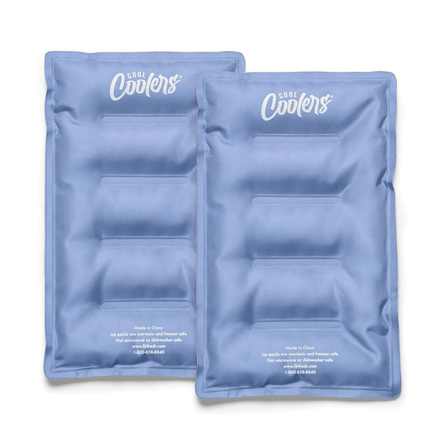 Cool Coolers by Fit & Fresh 2 Pack Soft Ice Packs for Cooler, Flexible Stretch Nylon, Lunch Box Ice Packs, Ice Packs for Lunch Boxes, Large Reusable Freezer Packs, Cornflower Blue