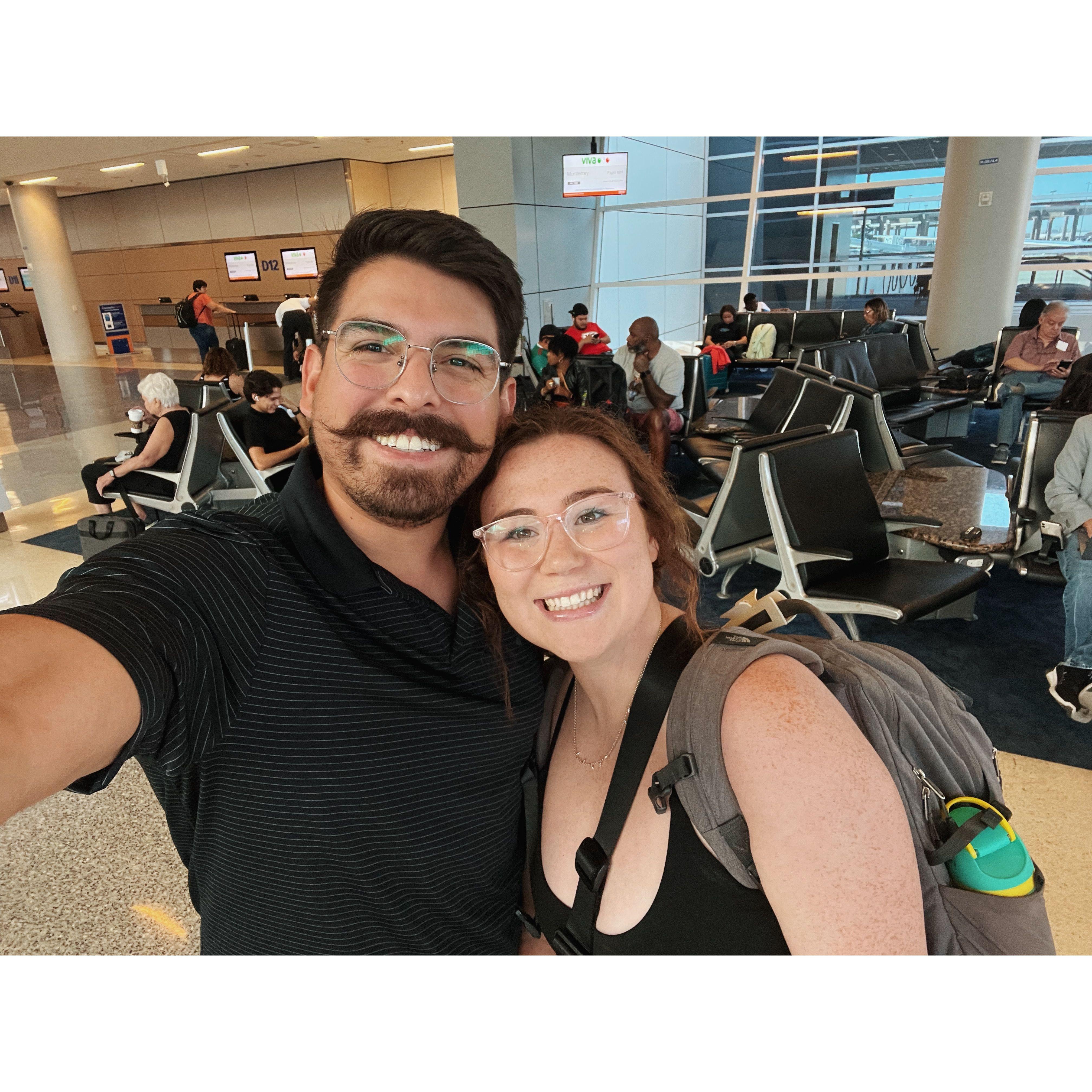 Right before we boarded our flight for Mexico!