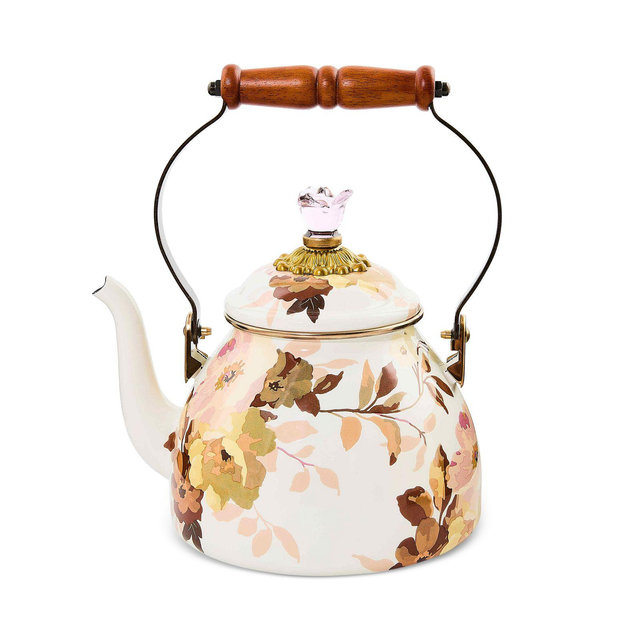 Mackenzie-Childs Wild Rose White Tea Kettle