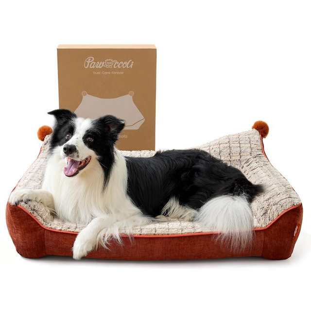 Pawccoli Orthopedic Dog Bed for Large Sized Dogs, Waterproof Supportive Egg Crate Foam Medium Dog Couch, Pet Bed with with Removable Bolsters, Washable Cover Non-Slip Bottom, (36''×26''×7.5'')