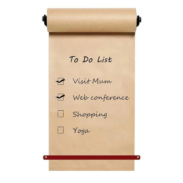 FanSiVoKe 12" Kraft Paper Dispenser Wall Mount, Butcher Paper Dispenser Ideal for Home Office with 30 meter Kraft Roll (Black Wall Mount Brown PU Leather Strap)