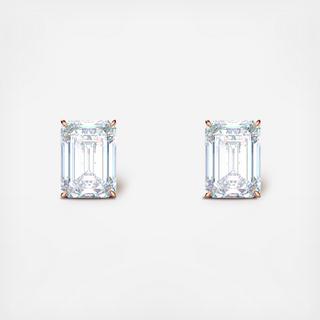 Emerald Cut Diamond Stud Earrings
