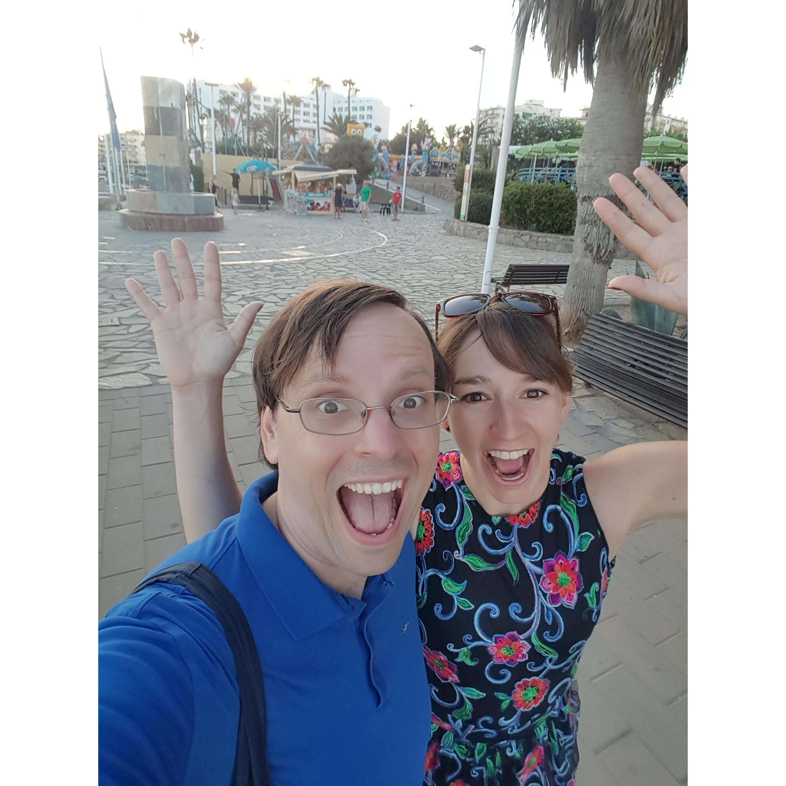 Celebrating our 5th anniversary on the beaches of the Mediterranean.