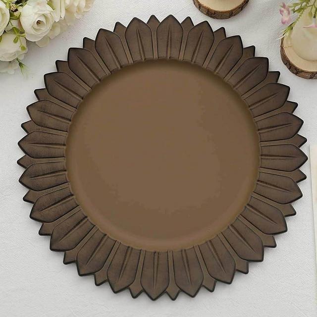 TCF Linen 13" Charger Plates - Set of 12 - Matte Natural Sunflower Plastic Chargers, Disposable Round Acrylic Serving Trays For Dinner Wedding Party Events