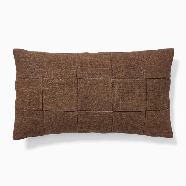 Washed Basketweave Pillow Cover, 12x21, Chocolate
