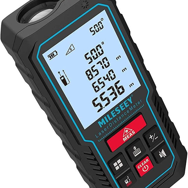 Laser Measure Device, MiLESEEY 229ft Digital Laser Tape Measure with Upgrade Electronic Angle Sensor, ±2mm Accuracy, Area Measurement,Volume and Pythagoras, 2" LCD Backlit,Mute, Battery Included