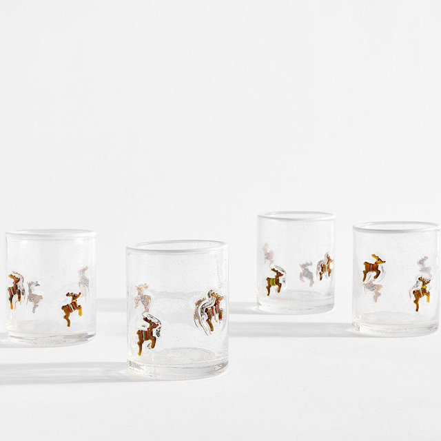 Reindeer Icon Drinking Glasses - Set of 4
