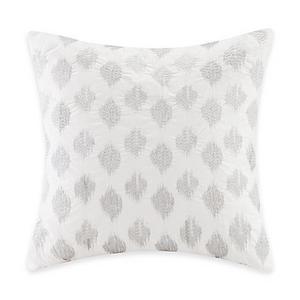 INK+IVY Mira Ikat Square Throw Pillow in White/Silver